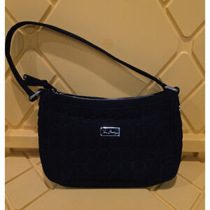 Vera Bradley Black Quilted Polka Dot Shoulder Bag with Zip Closure